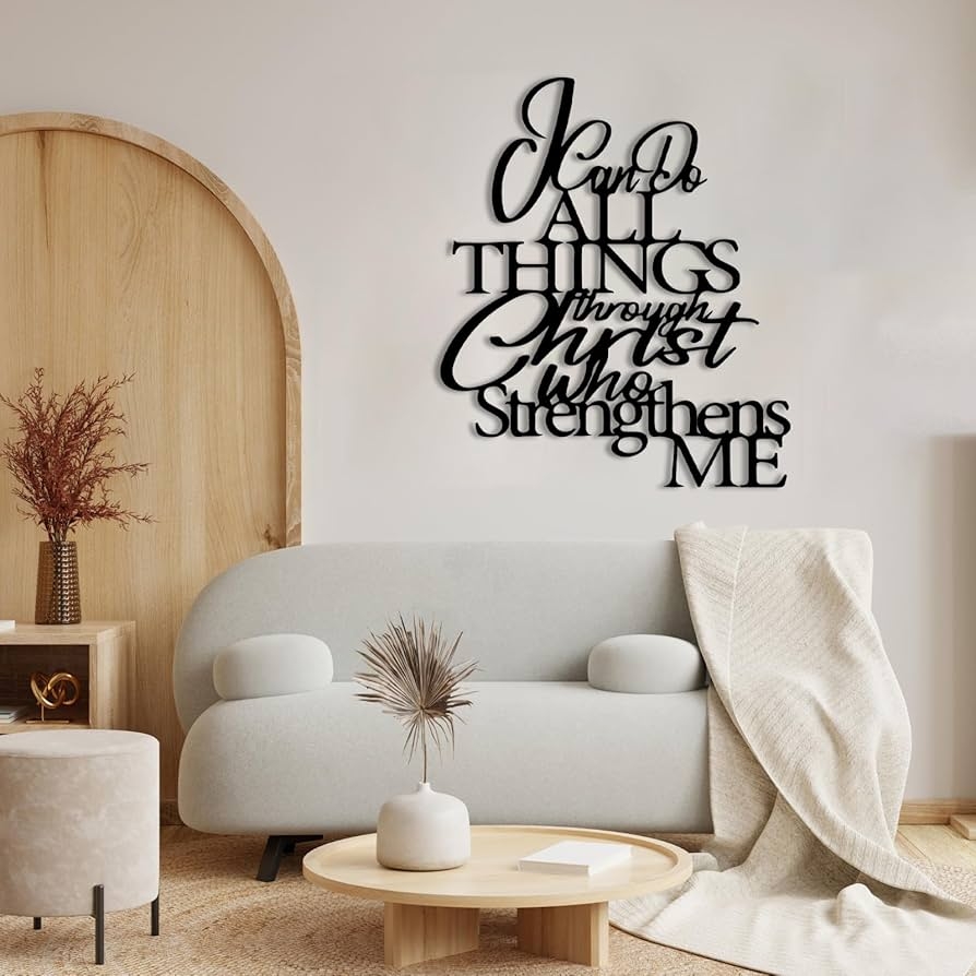 Amazon Metal Bible Verse Wall Decor Christian Wall Art I Can Do All Things Through Christ Who Strengthens Me Metal Wall Art Christian Home Decor Word Art For Bedroom Office Black 22 x19 56x48cm 