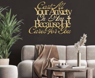 Amazon Metal Bible Verses Wall Decor Cast All Your Anxiety On Him Metal Wall Art Christian Wall Art Peter 5 7 Bible Quotes Wall Decor For Living Room Christian Home Decor Gold 19 x14 47x35