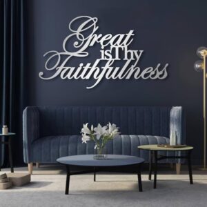 Amazon Metal Bible Verses Wall Decor Great Is Thy Faithfulness Metal Scripture Sign Great Is Your Faithfulness Wall Art Bible Inspirational Saying Quotes Decor Living Room Office Hanging 69 x 39 177x100cm Sliver