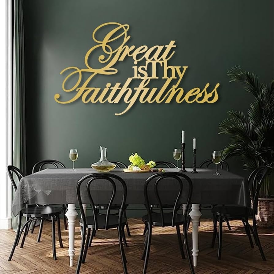 Amazon Metal Bible Verses Wall Decor Great Is Thy Faithfulness Metal Scripture Sign Great Is Your Faithfulness Wall Art Bible Inspirational Saying Quotes Wall Art Living Room Office Wall Hanging 62 x 35 