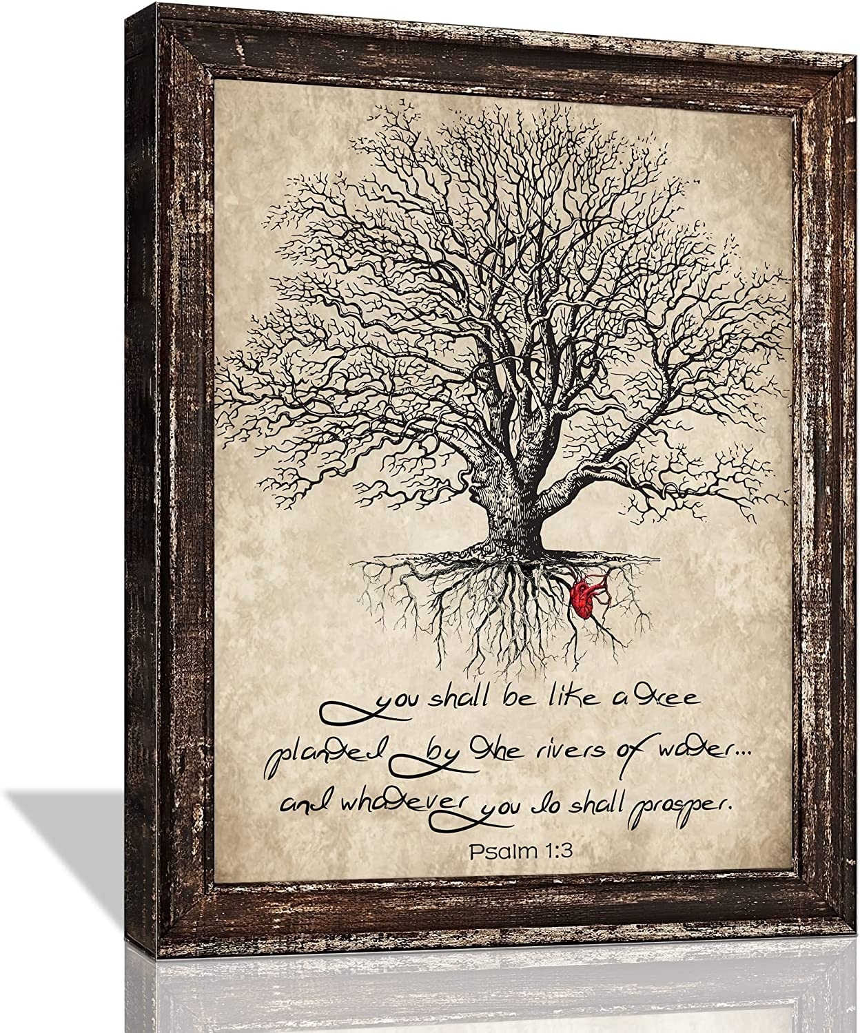 Amazon MountFlow Tree Of Life Wall Art Scripture Christian Wall Decor Vintage Bible Verse Canvas Painting Tree Pictures Religious Poster Retro Framed Artwork For Bedroom Living Room Church 16 x20 Posters Prints