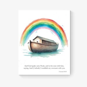 Amazon Noah And The Ark I Establish My Covenant With You Rainbow Genesis 9 8 9 Old Testament Watercolor Christian Bible Verse Scripture Religious Inspirational And