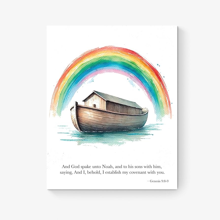 Amazon Noah And The Ark I Establish My Covenant With You Rainbow Genesis 9 8 9 Old Testament Watercolor Christian Bible Verse Scripture Religious Inspirational And