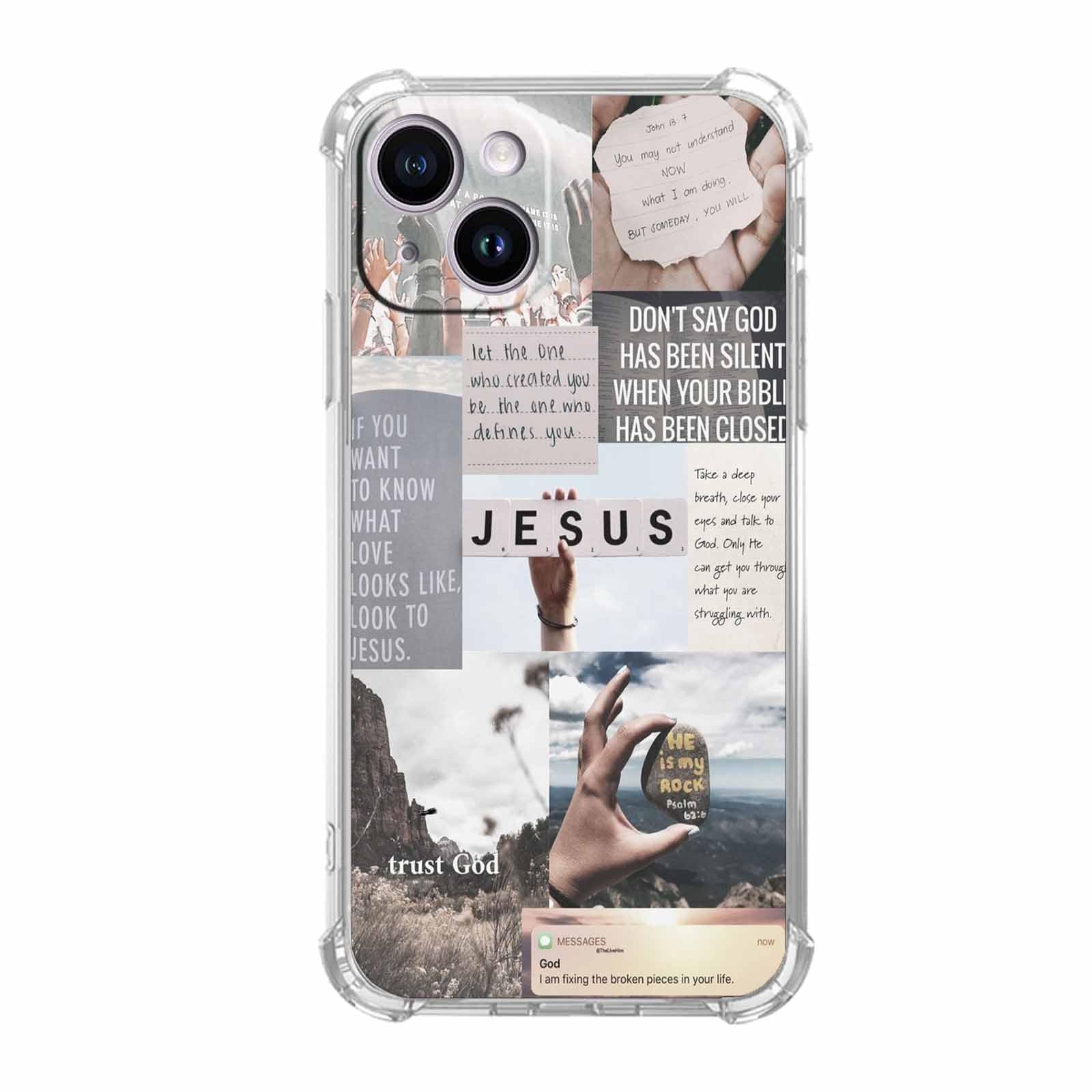 Amazon Nsyosio Jesus Quotes Case For IPhone 15 Christian Bible Verse Saying Collage Unique Soft TPU Bumper Case Compatible With IPhone 15 Cell Phones Accessories