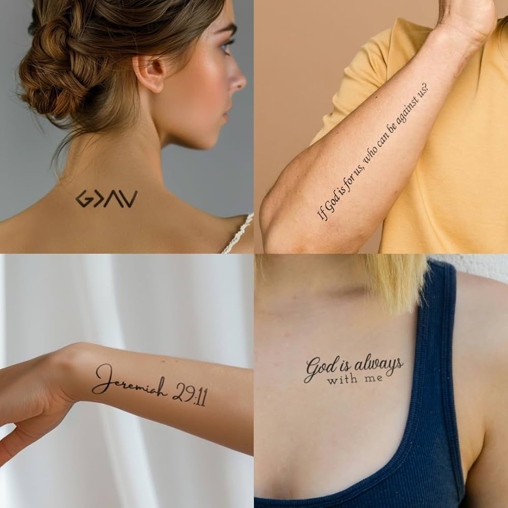 Amazon One Grace Strength In God Christian Temporary Tattoos Inspirational Scriptures Selections Christian Motivational Bible Verse Words And Cross Tattoos Beauty Personal Care