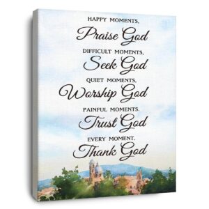 Amazon OTINGQD Happy Moments Praise God Wall Art Christian Canvas Wall Decor Scripture Wall Art Bible Verse Wall Decor For Bedroom Living Room Home Church Christians Gifts Posters Prints