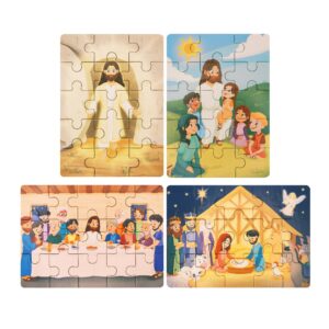 Amazon PEYO PALS Bible Puzzles For Kids Ages 4 6 Wooden Puzzles 15 Pcs Each Christian Gifts For Children Baby Jesus For Grandkids Nativity Scene New Testament Toys Games