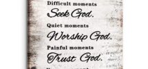 Amazon PHAMTE Christian Quotes Happy Moments Praise God Wall Art Positive Bible Verse Scripture Print Framed Canvas Painting Artwork Christian Home Living Room Office Church Decor 11x14 Inch Posters Prints