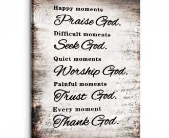 Amazon PHAMTE Christian Quotes Happy Moments Praise God Wall Art Positive Bible Verse Scripture Print Framed Canvas Painting Artwork Christian Home Living Room Office Church Decor 11x14 Inch Posters Prints