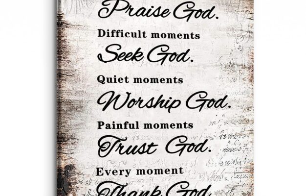 Amazon PHAMTE Christian Quotes Happy Moments Praise God Wall Art Positive Bible Verse Scripture Print Framed Canvas Painting Artwork Christian Home Living Room Office Church Decor 11x14 Inch Posters Prints
