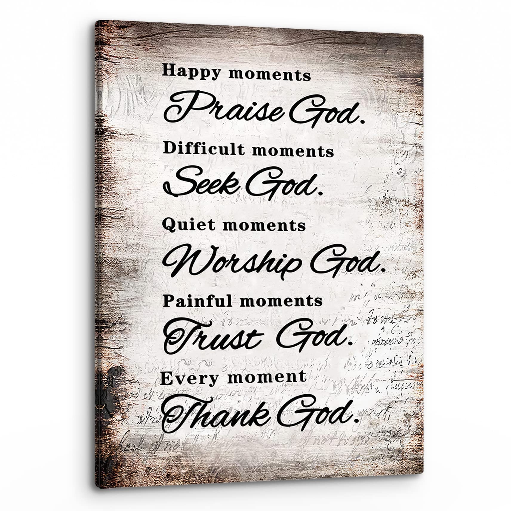 Amazon PHAMTE Christian Quotes Happy Moments Praise God Wall Art Positive Bible Verse Scripture Print Framed Canvas Painting Artwork Christian Home Living Room Office Church Decor 11x14 Inch Posters Prints