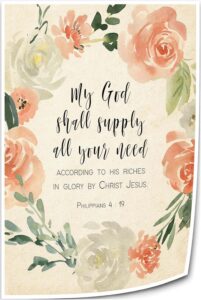 Amazon Philippians 4 19 Scripture Wall Art KJV Bible Quotes Poster Landscape Contemporary Home Decor Bedroom Print Pictures Painting Canvases Artwork Giclee 20x30inch 50x75cm Unframed Posters Prints