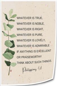 Amazon Philippians 4 8 Wall Art Scripture Posters Bible Quotes Wall Decor Christian Prints Poster For Bedroom Vertical Canvas Pictures For Hallway 12x18inch 30x45cm Unframed Posters Prints