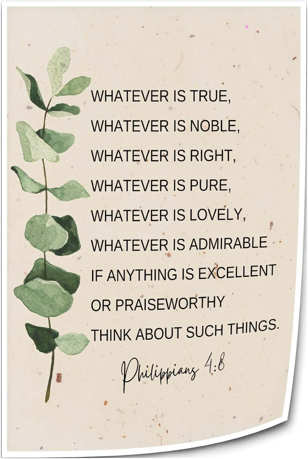Amazon Philippians 4 8 Wall Art Scripture Posters Bible Quotes Wall Decor Christian Prints Poster For Bedroom Vertical Canvas Pictures For Hallway 12x18inch 30x45cm Unframed Posters Prints