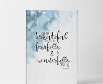 Amazon Psalm You Are Beautiful For You Are Fearfully And Wonderfully Made Quote Hand Lettering And Watercolor Paint Scripture Wall Art Bible Verse CANVAS PRINT Home Decor Stretched Ready To Hang