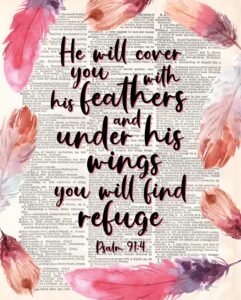Amazon Psalms 91 4 Wall Art Prints Unframed 8x10 In Bible Verse Decor With Christian Sayings For Home Office Pictures With God Quotes And Positive Massage He Will Cover
