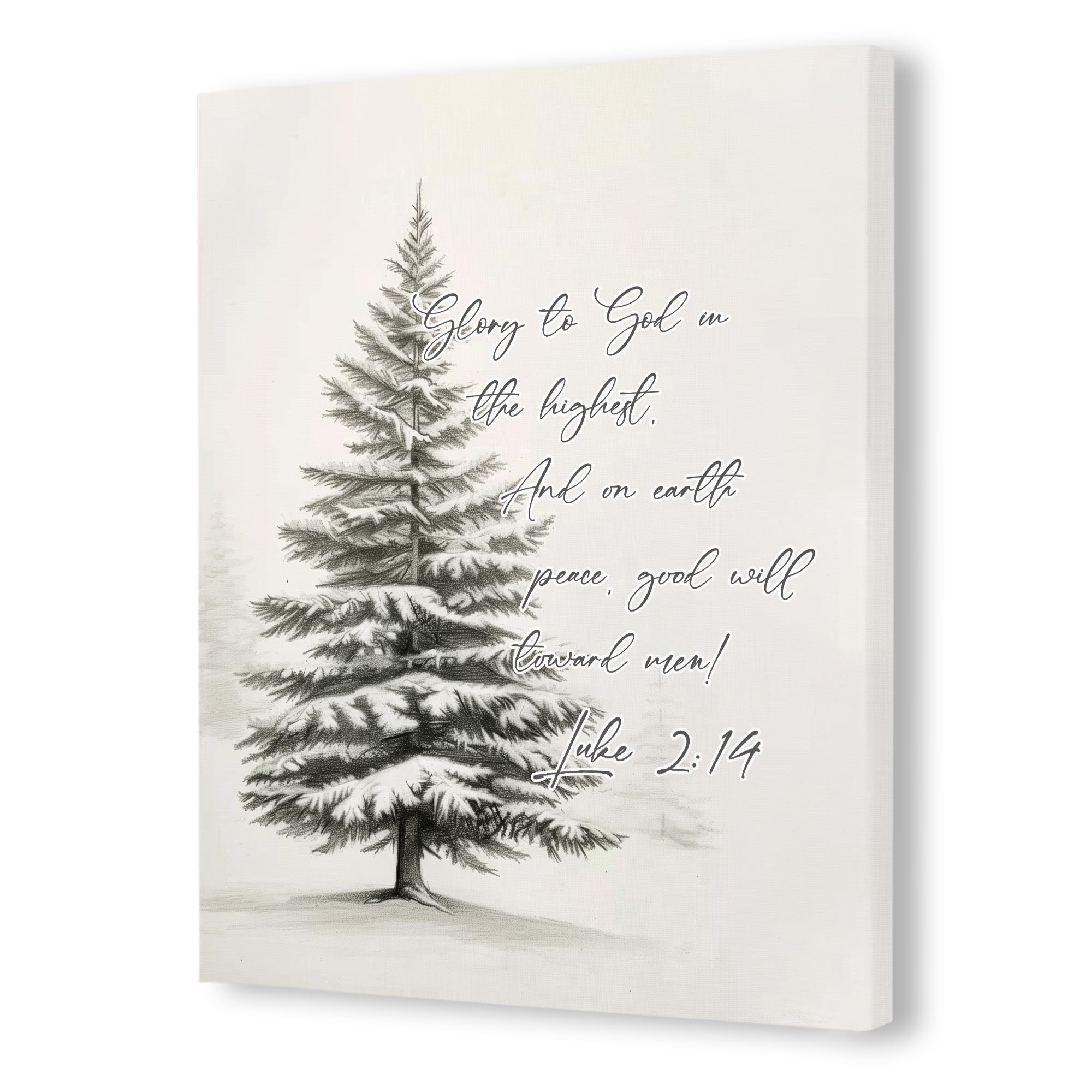 Amazon Pugwak Christmas Bible Verse Wall Art Canvas Prints Winter Home Christmas Tree Wall Decor Framed Canvas Religious Scripture Wall Art Painting Artwork For Living Room Bedroom Decor 11 14 Inch Posters