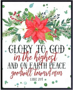 Amazon Religious Wall Decor Christmas Decorations Christian Scripture Bible Verse Wall Art Red Poinsettia Holiday Decorations Accessories Or Gift 8x10 UNFRAMED Picture YELLOWBIRD ART DESIGN Handmade Products