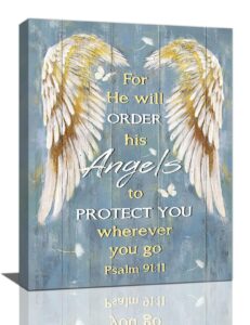 Amazon Remzoke Psalm 91 Wall Art Bible Verse Wall Decor Christian Scriptures Canvas Painting Prints Religious Angel Wings Pictures Modern Artwork Home Decoration For Bathroom Bedroom Living Room 16 x12 Posters Prints