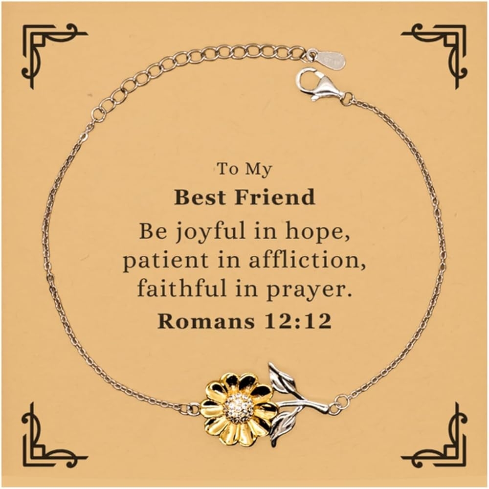 Amazon Romans 12 12 Be Joyful In Hope Best Friend Bible Verse Gift Christian Sunflower Bracelet With Bible Quote Card Christmas Faith Gift For Best Friend Clothing Shoes Jewelry