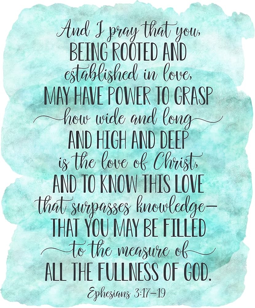 Amazon Rooted And Established In Love Ephesians 3 17 19 Catholic Prayer Bible Verse Print Nursery Decor Posters Prints