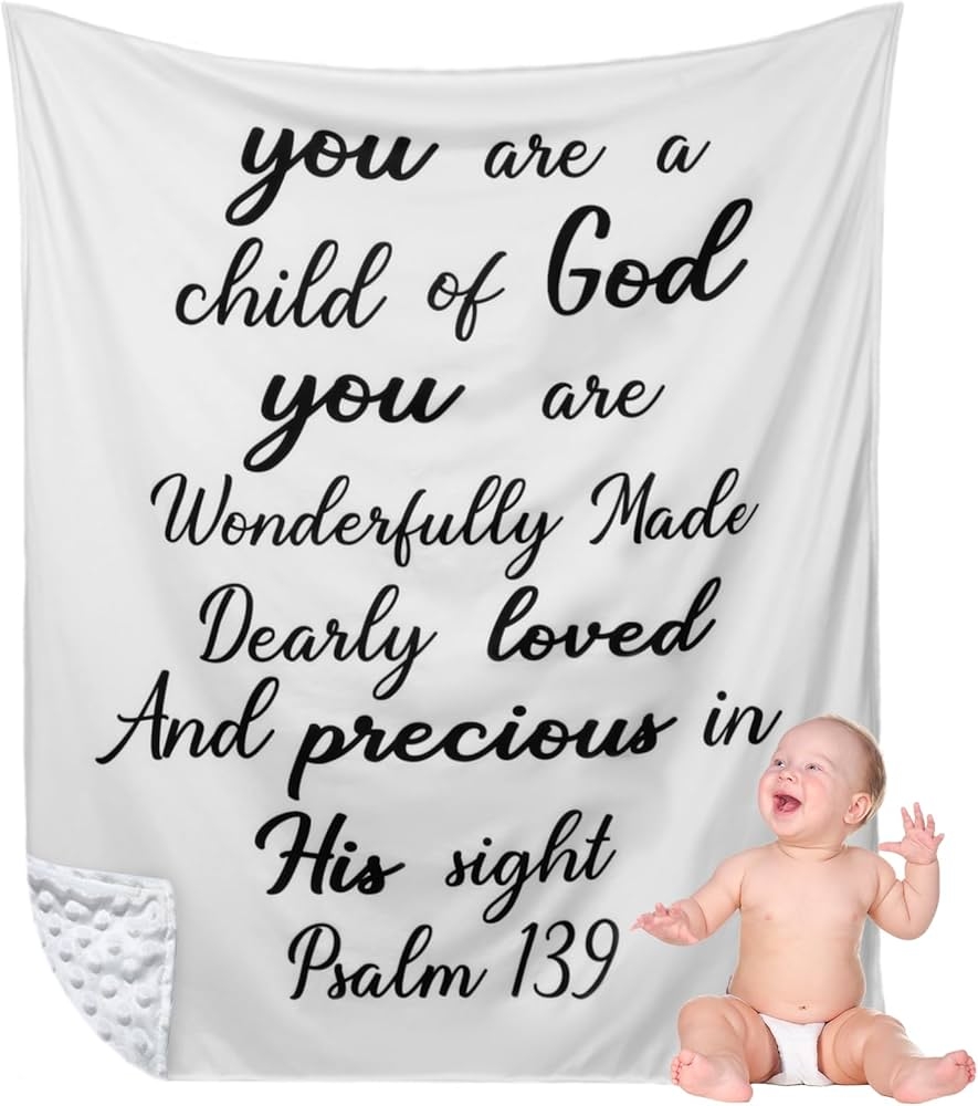 Amazon Rtteri Christian Gift For Baby Plush Baby Blanket With Dotted Backing First Communion Gift Baptism Blanket Scripture Swaddle Bible Verse For Newborn Boy Girl Christening Godchild Gift Black And White Baby
