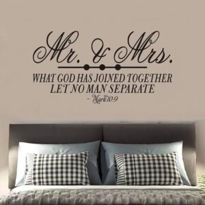 Amazon SEATUNE Wall Decals For Women Bible Verse Wall Decals Quotes Love Couples Positive Marriage Married Headboard Life Home Vinyl Art Stickers Mr And Mrs What God Has Joined Together Let Mark