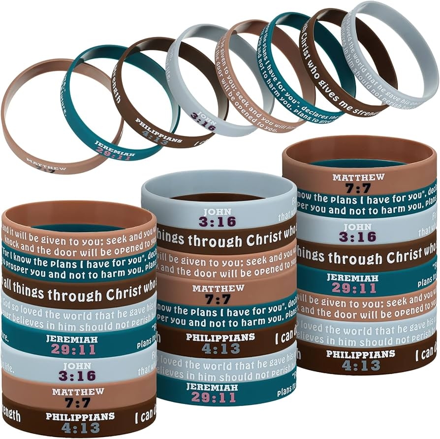 Amazon Sinmoe 32 Pcs Bible Verse Bracelets Christian Bible Scripture Bracelets Religious Silicone Scripture Verses Wristbands Rubber Inspirational Faith Hope Belief Spiritual Wristbands For Men Women Home Kitchen
