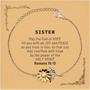 Amazon SOFEELSTORE Romans 15 13 God Of Hope Joy Peace Sister Bible Verse Gift Christian Sunflower Bracelet With Bible Quote Card Christmas Faith Gift For Sister Clothing Shoes Jewelry