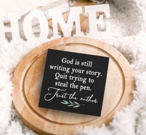 Amazon SRADMO God Is Still Writing Your Story Prayer Room Bible Verse Decor Christian Black Wooden Box For Home Office Inspirational Table Decorative Accessories Home Kitchen