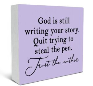 Amazon SRADMO God Is Still Writing Your Story Prayer Room Bible Verse Decor Christian Purple Wooden Box For Home Office Inspirational Sign Table Decorative Accessories Home Kitchen