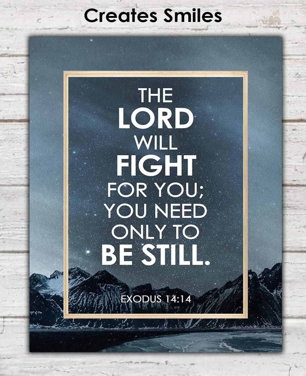 Amazon The Lord Will Fight For You Exodus 14 14 Inspirational Bible Verses Christian Scripture Positive Quotes Religious Bible Verse Wall Art Decor For Home Office Unframed Posters 8x10 