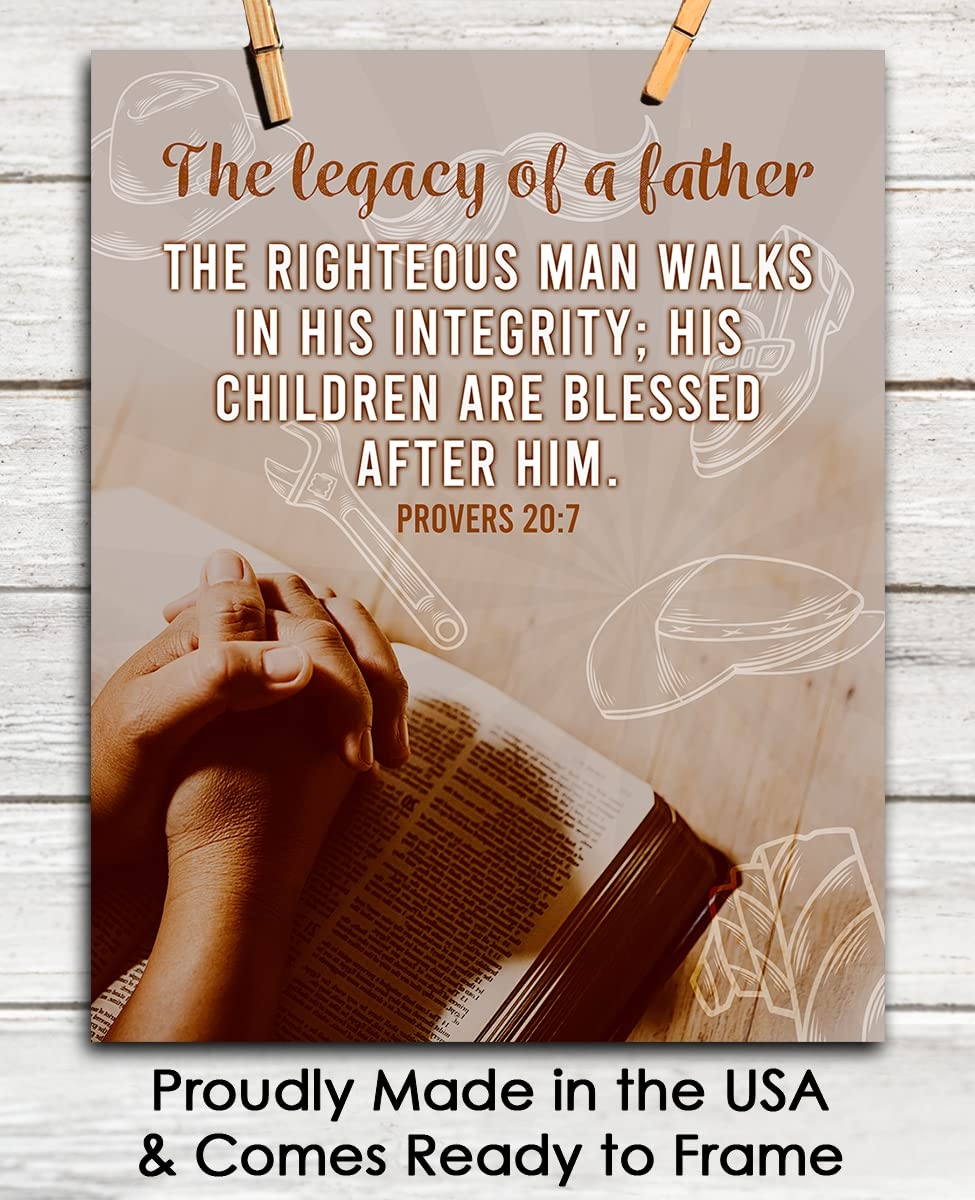 Amazon The Righteous Man Walks In His Proverbs 20 7 Inspirational Bible Verses Christian Scripture Positive Quotes Religious Bible Verse Wall Art Decor For Home Office Unframed Posters 8x10 