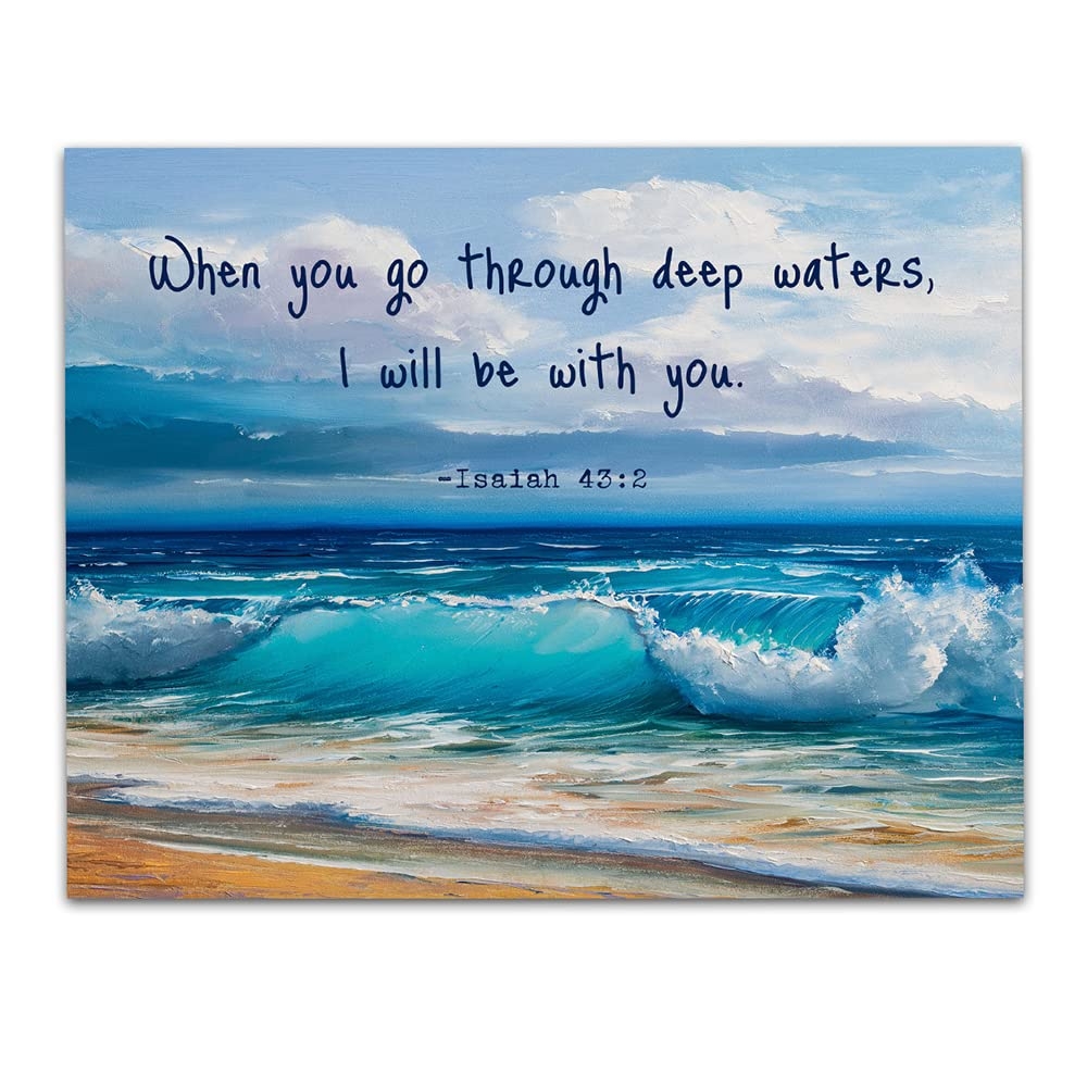 Amazon TJ Originals Isaiah 43 2 Bible Quote Wall Art Christian Art Print Christian Gifts For Women Religious Verses Desk Decor Bible Verses Office Wall Decor Catholic Art Wall Decor 11x14 In 