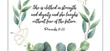 Amazon TJ Originals Proverbs 31 25 Bible Quote Wall Art Christian Art Print Christian Gifts For Women Religious Verses Desk Decor Bible Verses Office Wall Decor Catholic Art Wall Decor 11x14 In