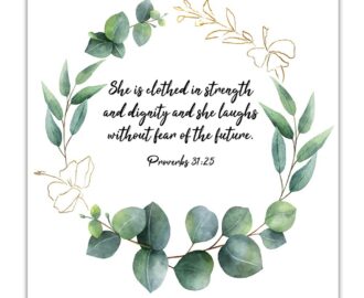 Amazon TJ Originals Proverbs 31 25 Bible Quote Wall Art Christian Art Print Christian Gifts For Women Religious Verses Desk Decor Bible Verses Office Wall Decor Catholic Art Wall Decor 11x14 In
