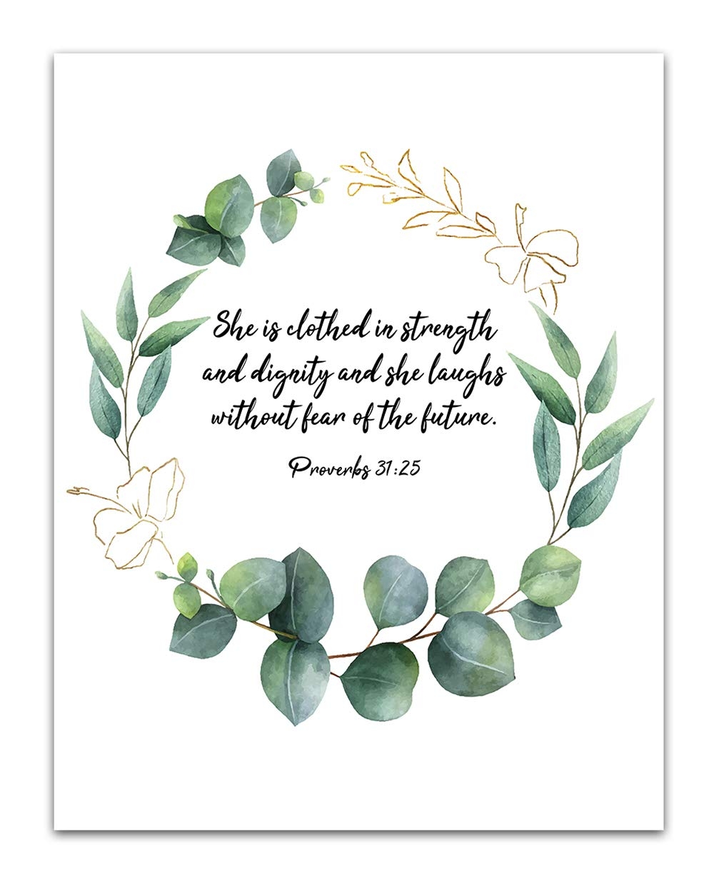 Amazon TJ Originals Proverbs 31 25 Bible Quote Wall Art Christian Art Print Christian Gifts For Women Religious Verses Desk Decor Bible Verses Office Wall Decor Catholic Art Wall Decor 11x14 In 
