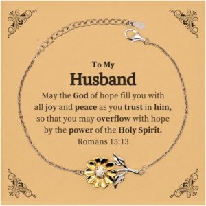 Amazon To My Husband Gifts May The God Of Hope Fill You With All Joy Bible Verse Scripture Sunflower Bracelet Birthday Inspirational Gifts For Husband Clothing Shoes Jewelry