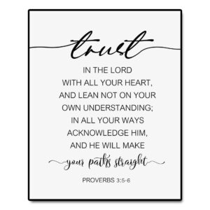 Amazon Trust In The Lord With All Your Heart Bible Quote Christian Decor Proverbs 3 5 6 Bible Verse Print Christian Wall Art No Frame 8x10 Inch Home Kitchen