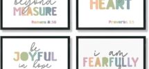 Amazon ULEGIE Bible Verse Poster Set Of 4 Pastel Christian Wall Art Decor Kids Room Classroom Homeschool Sunday School Preschool Decor 8x10 Inch Unframed Posters Prints