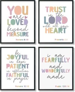Amazon ULEGIE Bible Verse Poster Set Of 4 Pastel Christian Wall Art Decor Kids Room Classroom Homeschool Sunday School Preschool Decor 8x10 Inch Unframed Posters Prints