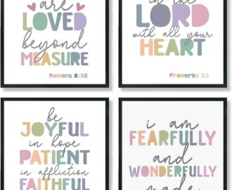 Amazon ULEGIE Bible Verse Poster Set Of 4 Pastel Christian Wall Art Decor Kids Room Classroom Homeschool Sunday School Preschool Decor 8x10 Inch Unframed Posters Prints