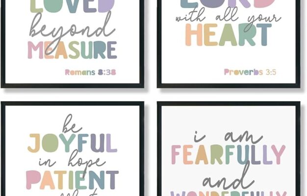 Amazon ULEGIE Bible Verse Poster Set Of 4 Pastel Christian Wall Art Decor Kids Room Classroom Homeschool Sunday School Preschool Decor 8x10 Inch Unframed Posters Prints