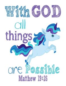 Amazon Unicorn Pony Christian Nursery Decor Set Of 4 Prints With Bible Verses Home Kitchen