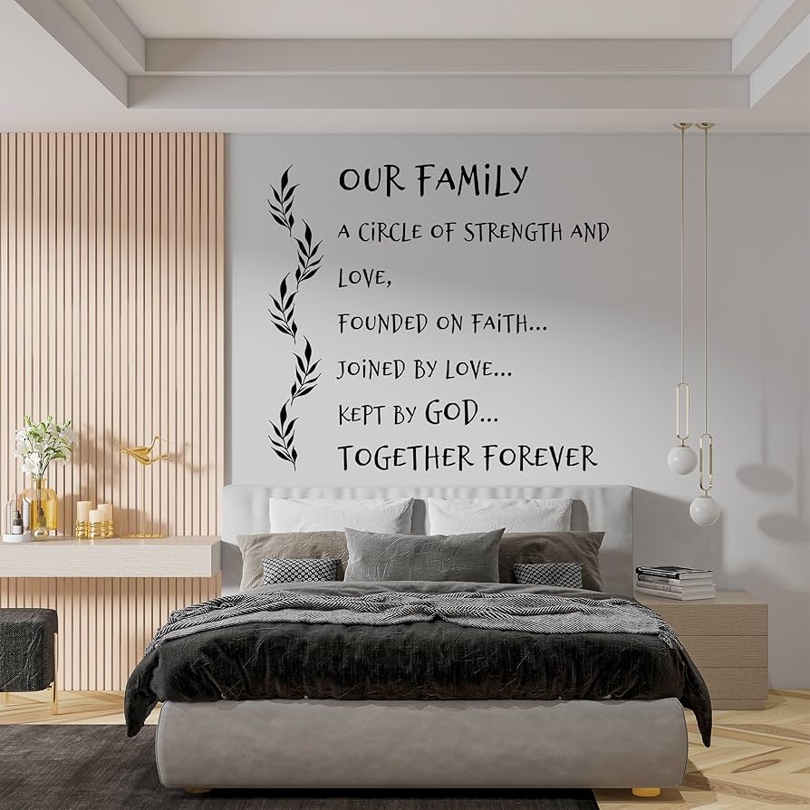 Amazon Vinyl Wall Decal Bible Verse About Family Sign Family Inscription Christian Wall Decal Wall Decals Scripture Verses Family Quote With Palms Paintings Tools Home Improvement