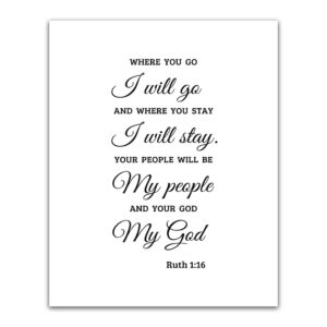 Amazon Where You Go I Will Go Ruth 1 16 Bible Verse Wall Art Scripture Poster Decor Christian Quote Gift Religious Print Sign Scandinavian Calligraphy Fine Prints Minimalistic Holy Large Artwork 16x20