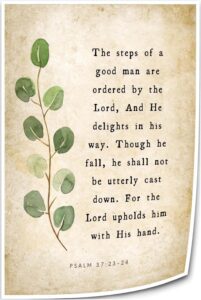 Amazon Winduryi Psalm 37 23 24 Bible Verse Wall Art Steps Of A Good Man Are Ordered Quote Posters Art Deco Modern Canvas Pictures Painting Artwork 8 00 x12 00 Unframed Posters Prints