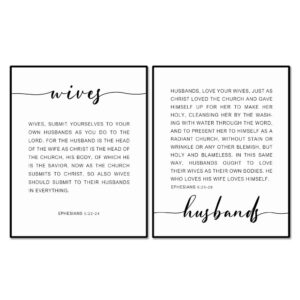 Amazon Wives And Husbands Bible Verse Ephesians 5 22 28 Marriage Bible Verse Wedding Gift Gift For Wedding Bible Verse Print Wives And Husbands Quotes Set Of 2 Unframed 11x14 Inch Home Kitchen
