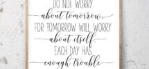 Amazon Wood Pallet Plaque With Frame Don t Worry About Tomorrow Matthew 6 34 Bible Verse Printable Wall Art Christian Gifts Religious Art Nursery Bible Quotes Scripture Print Quote Sign Posters Prints