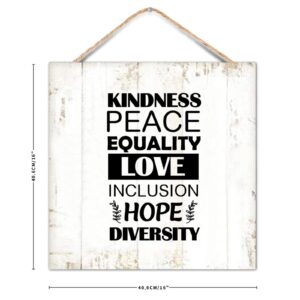 Amazon Wood Sign Bible Quotes Lgbt Theme Kindness Peace Equality Love Inclusion Hope Diversity Shabby Wall Hanging Wooden Plaque For Porch Living Room Farmhouse Kitchen Bedroom Decor 16x16in Home
